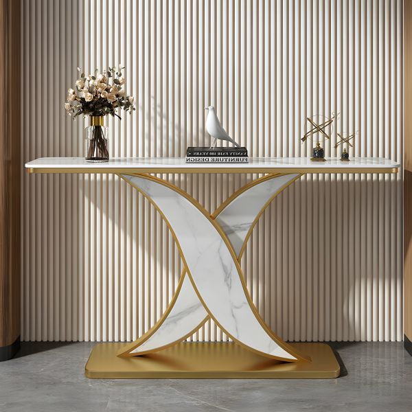 gold color entryway table