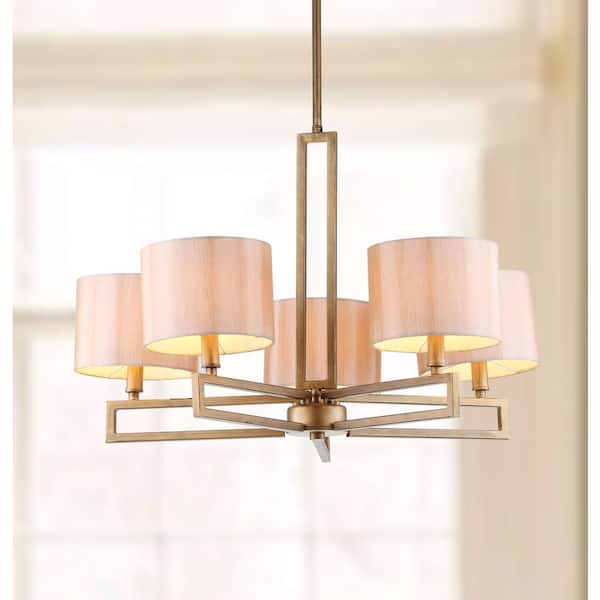 gold chandelier with fabric shade