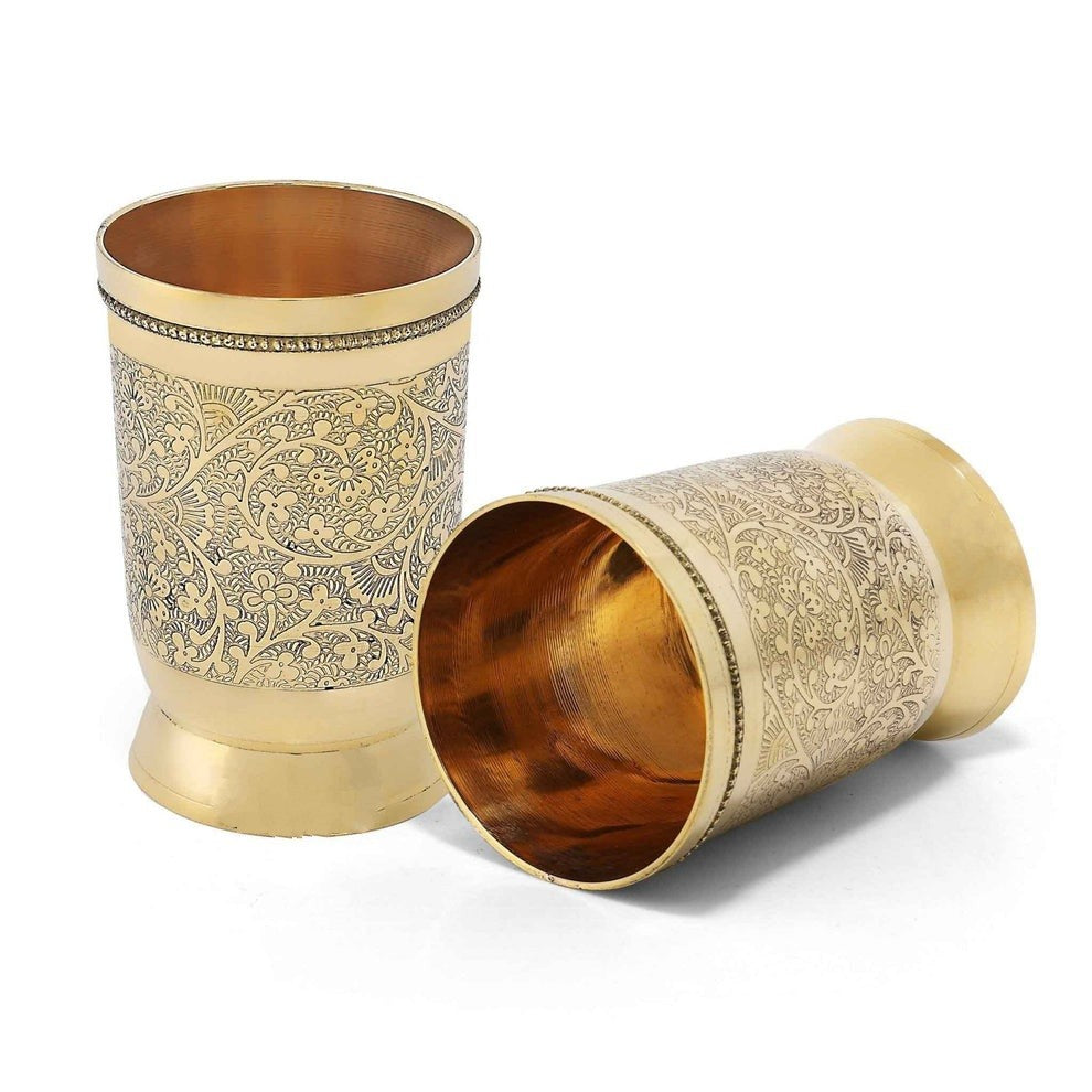 Brass Etched Water Glass
