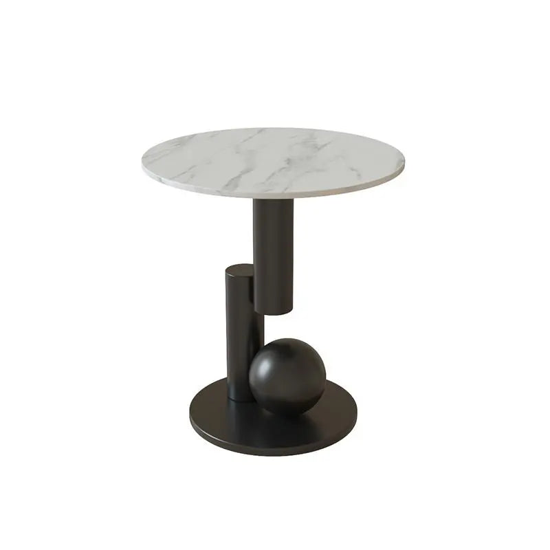 Side table with black base and marble top