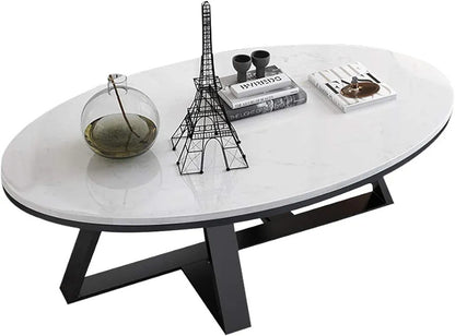 Oval Marble Center Table Black