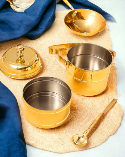 Brass Lunch Box 2 Tier With Spoon