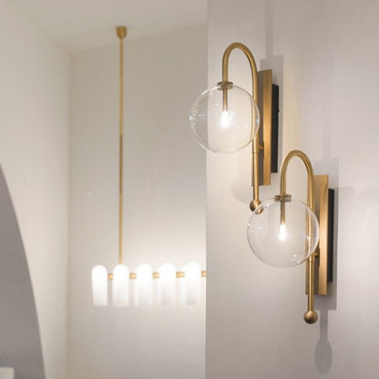 Opulent gold glass wall sconce by Easycraft, boasting a luxurious design that adds a touch of glamour and sophistication to any space