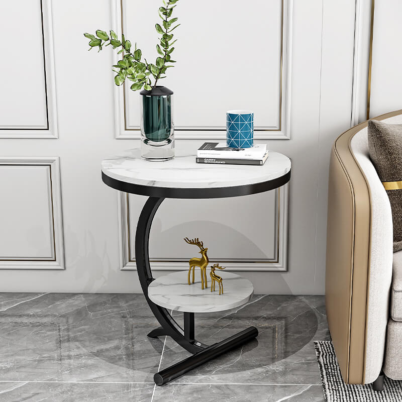 Sleek black C-shaped side table from Easycraft, offering a contemporary and functional design perfect for modern living spaces