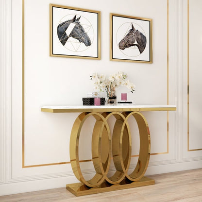 Gold base entryway table