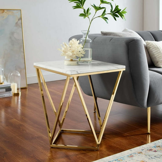 Contemporary vertex side table, showcasing a bold, angular design that adds a modern artistic touch to any space