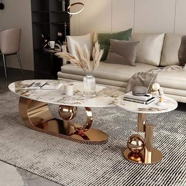 Half Moon Center Table |Rose Gold