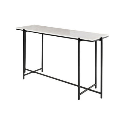 Sleek black base and white marble top console table by Easycraft, combining modern elegance with timeless sophistication for a stunning focal point in any space