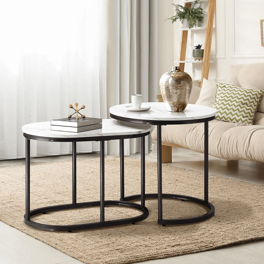 Chic oval nesting table set by Easycraft,