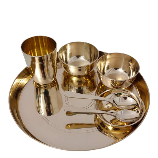 Easycraft pure Bronze thali set featuring traditional design and craftsmanship, ideal for enriching your dining experience with cultural heritage