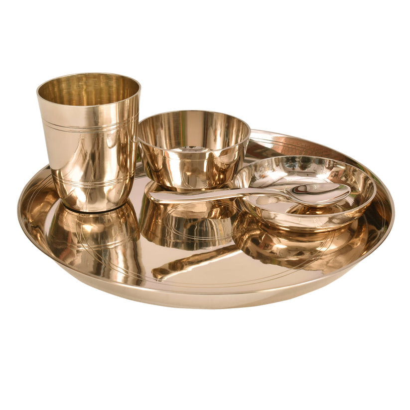 Easycraft Pure bronze thali set crafted with exquisite detail and authenticity, ideal for traditional dining experiences and cultural celebrations