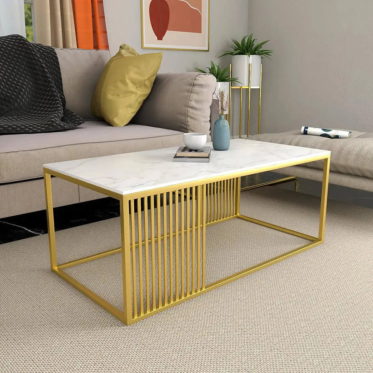 Rectangular Coffee Table Gold – Easycraft
