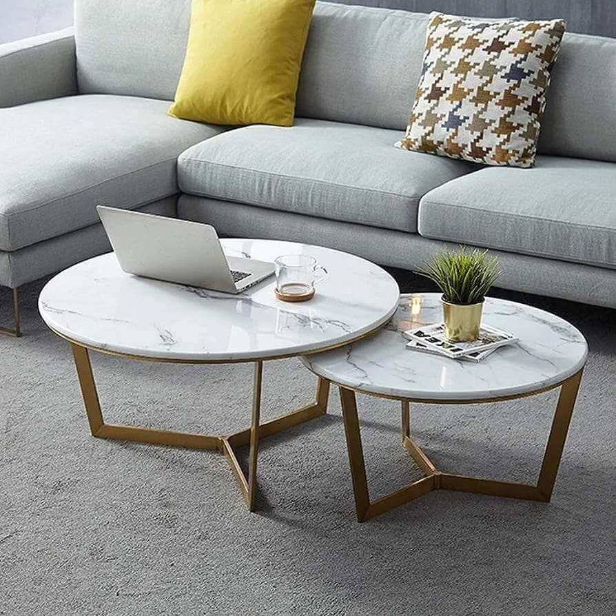 Contemporary nesting coffee table duo from Easycraft, offering versatile functionality and minimalist elegance