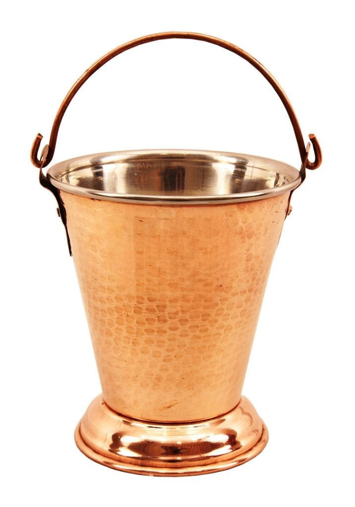 Copper-Steel Serving Bucket Set/2 With Spoons