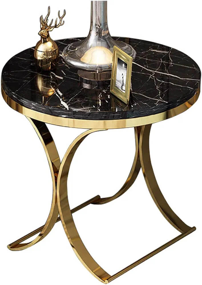 Bed Side Table with Black Marble