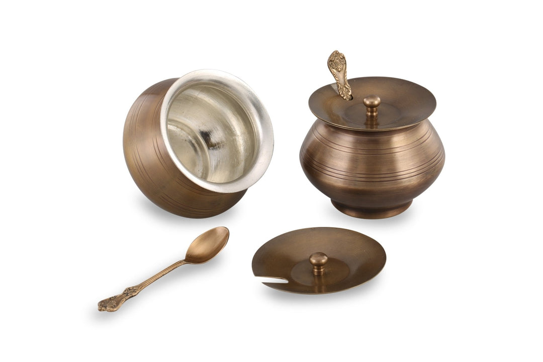 Brass Ghee Pot With Spoon