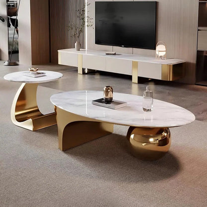 Oval Center Table |Gold