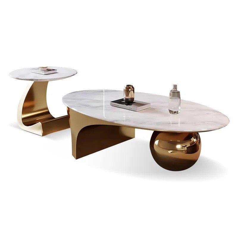 Oval Center Table |Gold